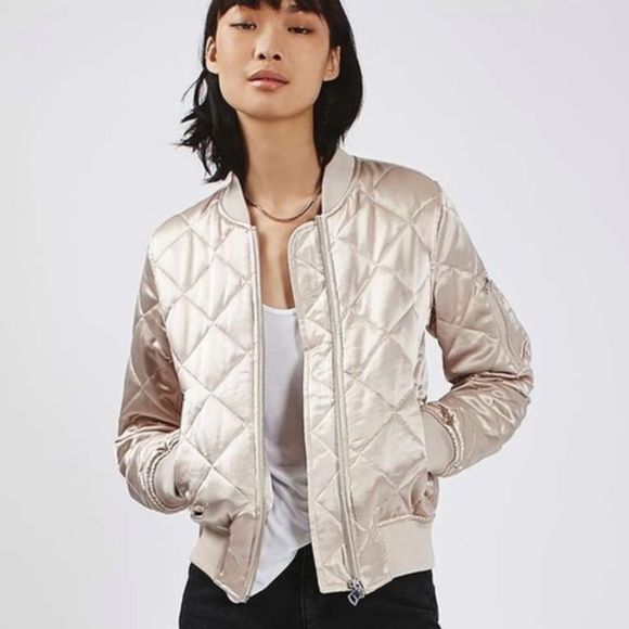 Jackets & Coats Cream Quilted Bomber Varsity